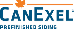 CanExel logo showcasing prefinished siding with a maple leaf design.