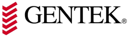 Gentek logo featuring bold lettering and red chevron design, representing quality and innovation.