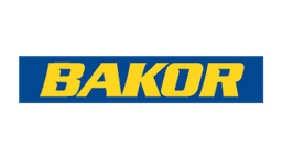 Bakor logo in bold yellow text on a blue background, representing quality construction materials.